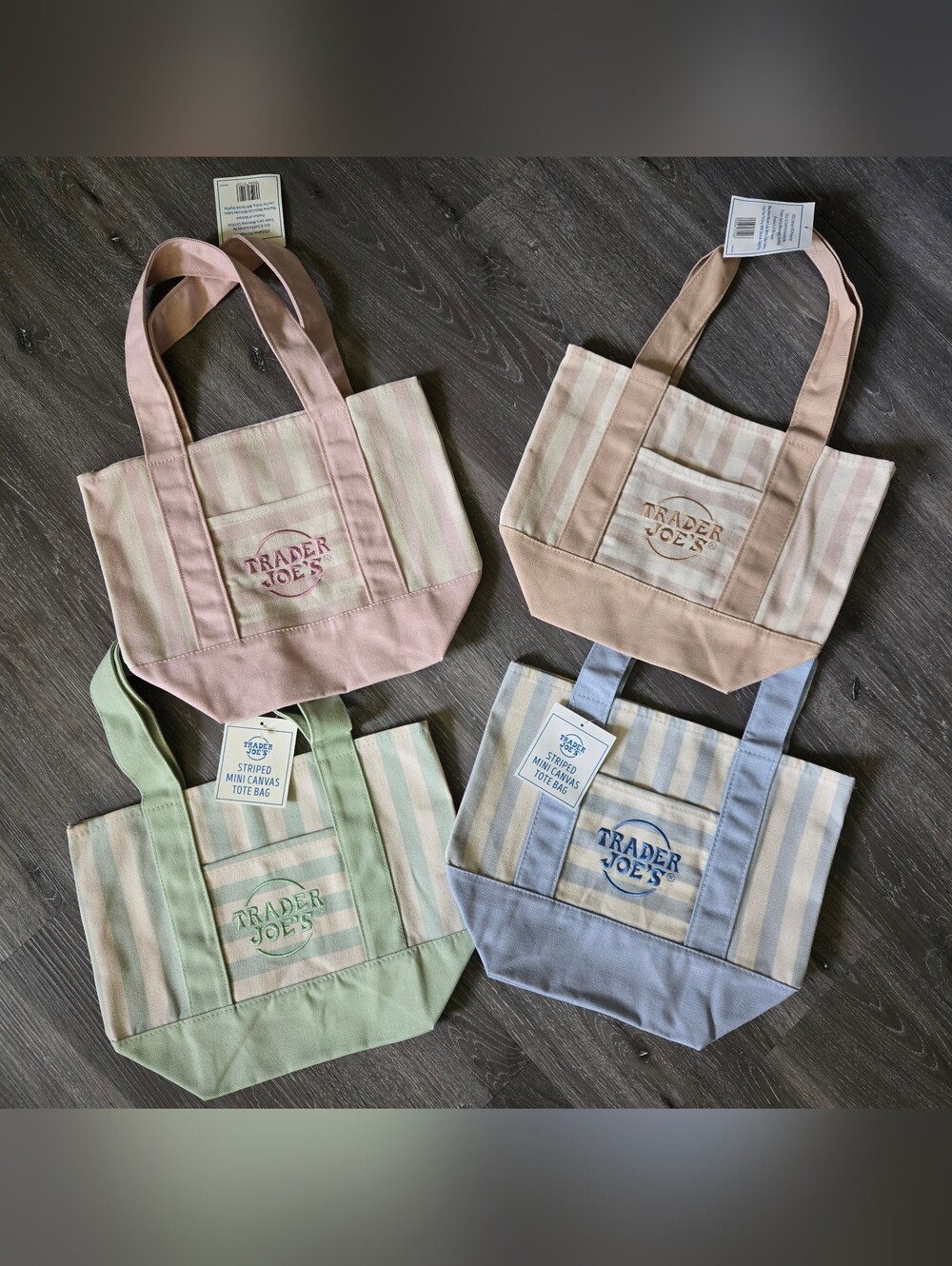 Trader Joes Mini Pastel Stripe Tote Bundle